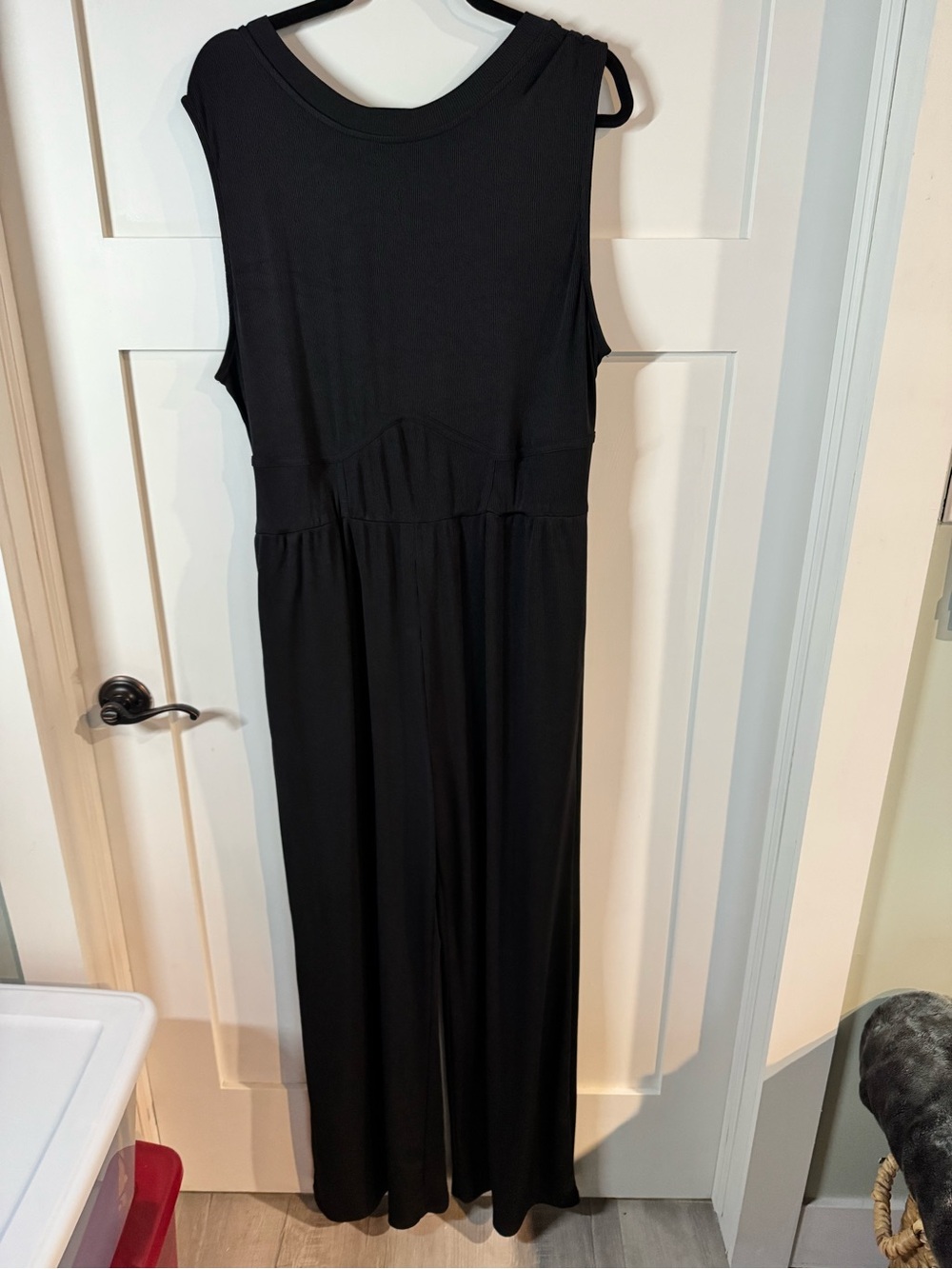 Cider Black Ribbed Sleeveless Jumpsuit